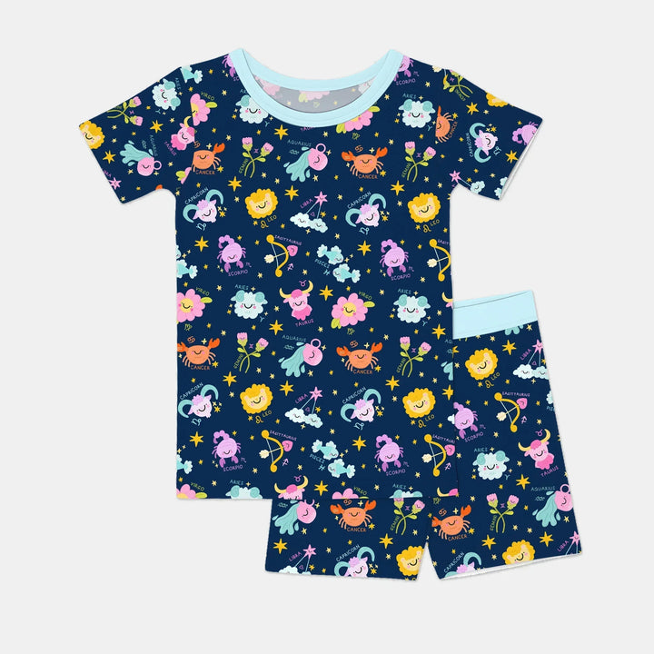 Zodiac Signs Bamboo Two Piece Short Sleeve Shorts Pajama Set