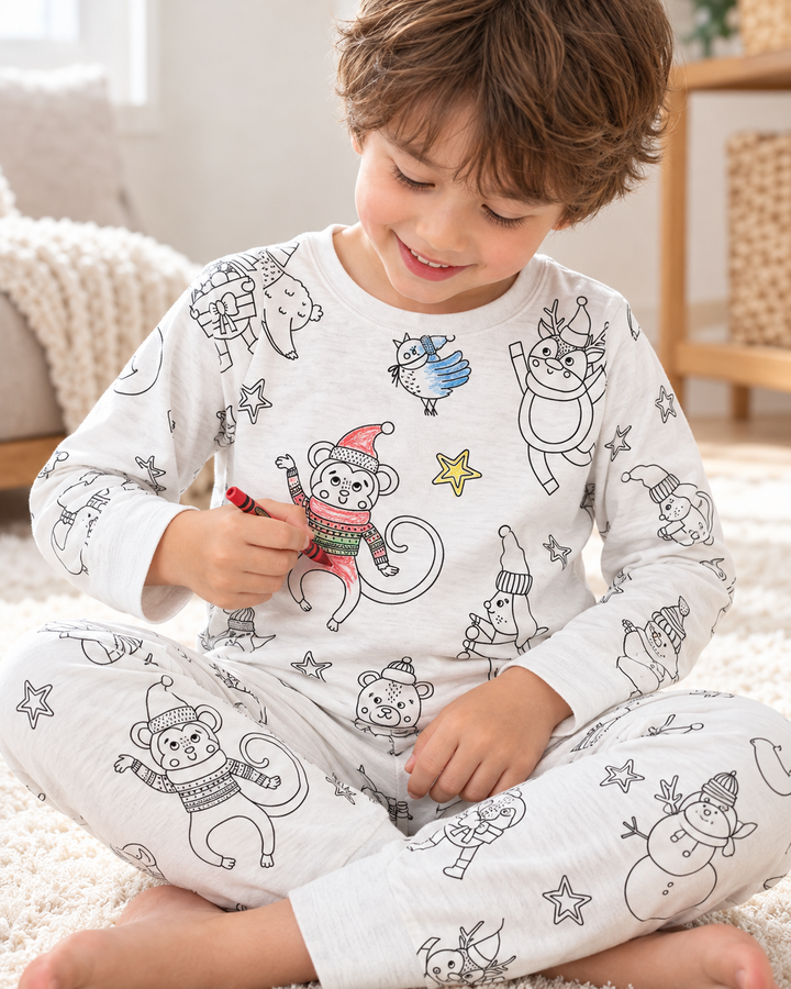 Christmas Colorable Bamboo Two Piece Pyjamas Set
