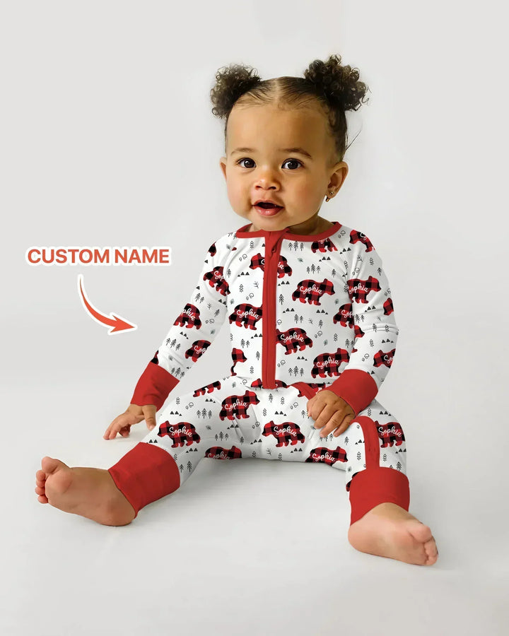Custom Name Family Bear Matching Bamboo Convertible Zippy