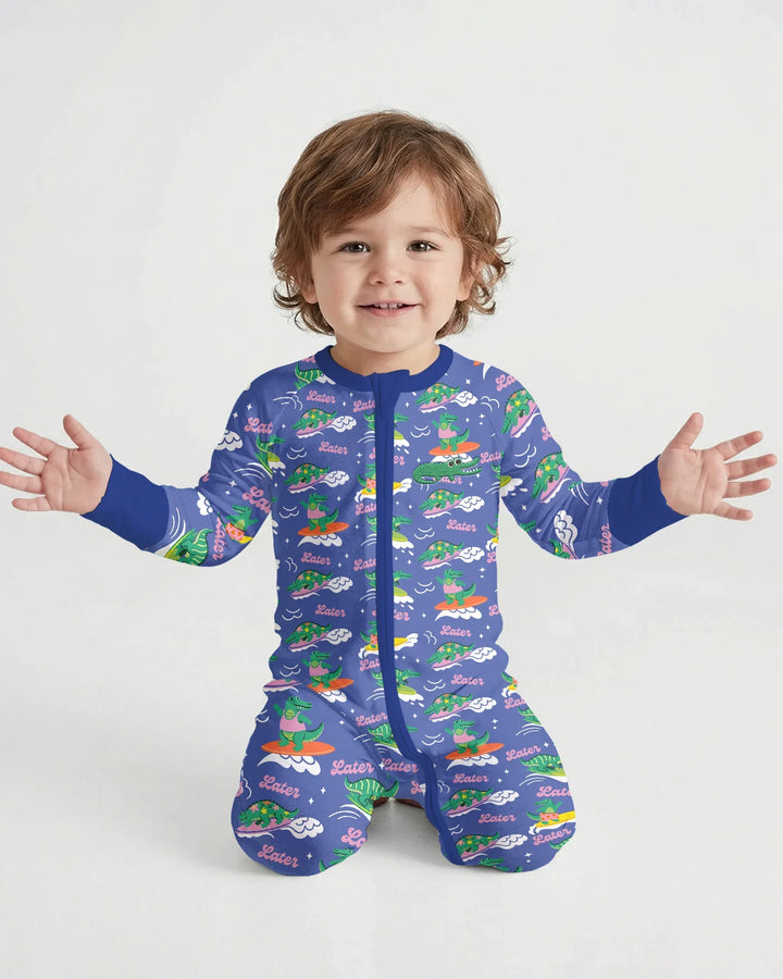 Embroidered Summer Alligator Bamboo Convertible Zippy