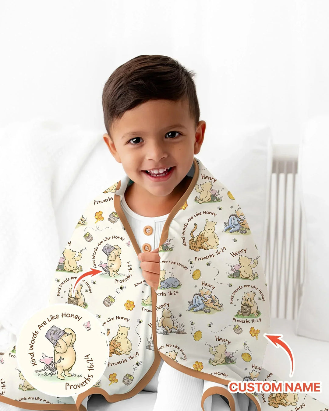 Kind Words Are Like Honey Custom Name Bamboo Blanket