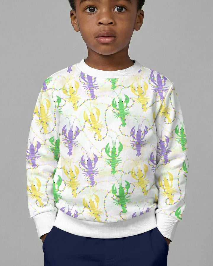 Mardi Gras Crawfish Family Matching Bamboo Crewneck Sweatshirt