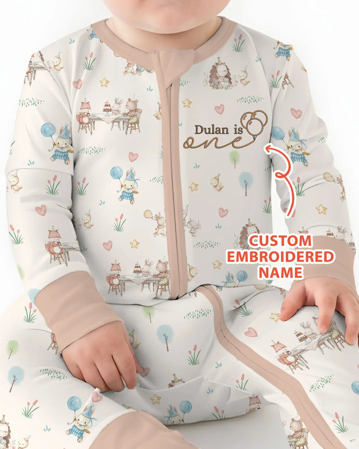 Custom Embroidered Name Birthday Baby Bamboo Convertible Zippy