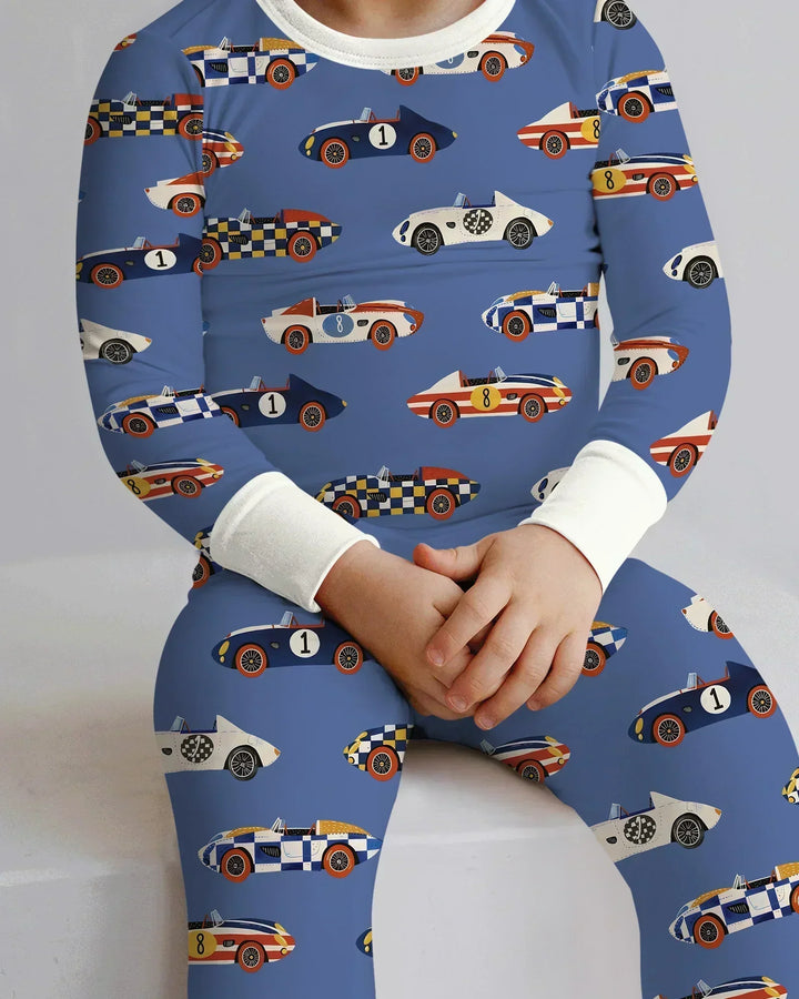 Stock Car Race Bamboo Two Piece Long Sleeve Pajama Set