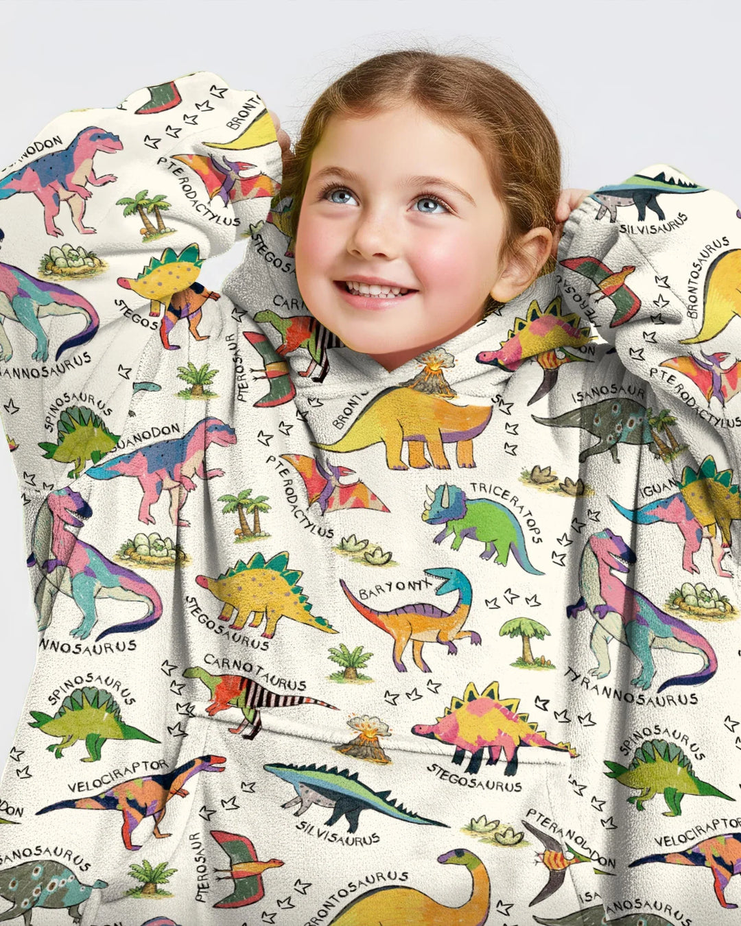 All The Dino Types Wearable Bamboo Blanket Hoodie