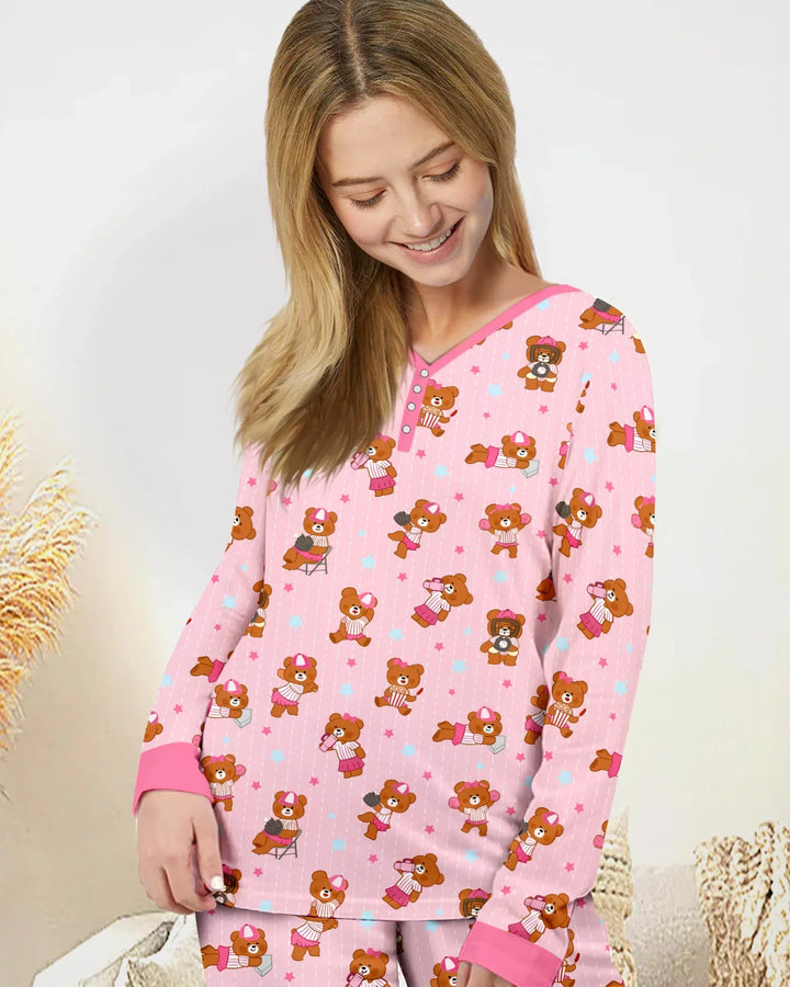 Born To Play Baseball Bamboo Women Pajama Set