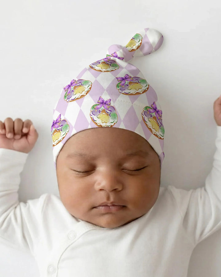 Mardi Gras Donut Bamboo Knotted Hat