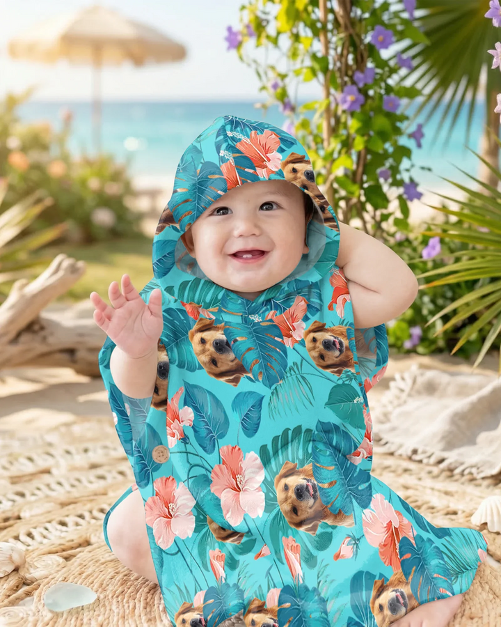 Hawaiian Custom Photo Dog Bamboo Swim Poncho