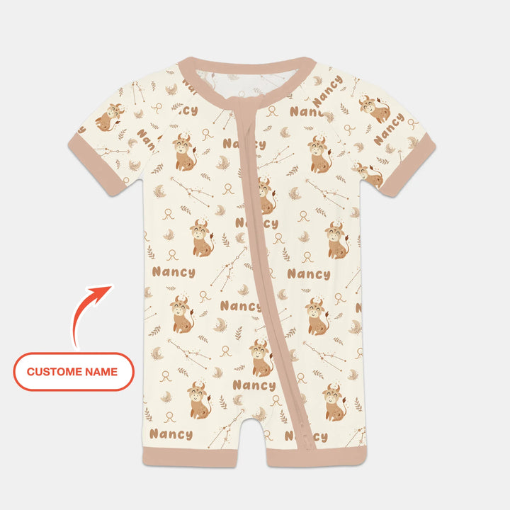 Bohemian Baby Zodiac Signs Custom Name Bamboo Shorty Zippy