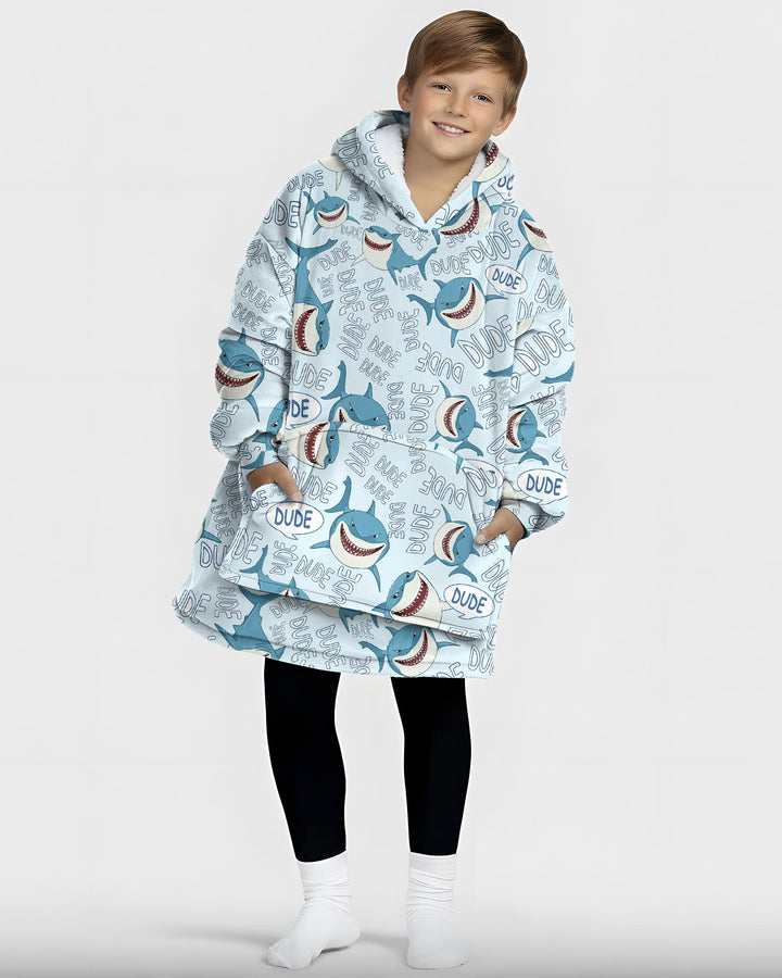 Dude Shark Bamboo Blanket Hoodie