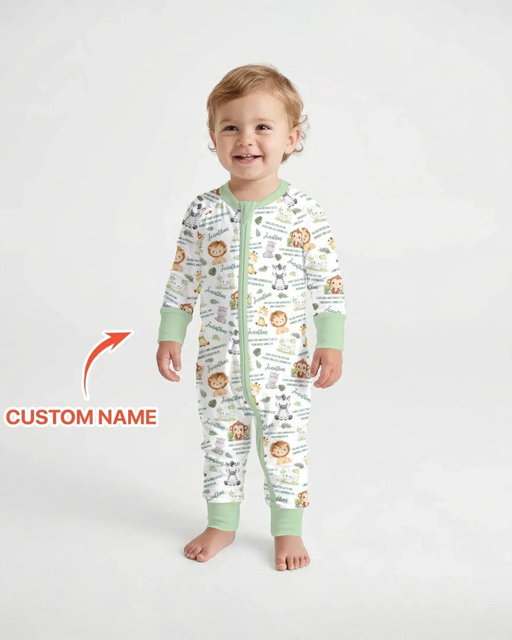 Custom Name Bible Verse Safari Animal Bamboo Convertible Zippy