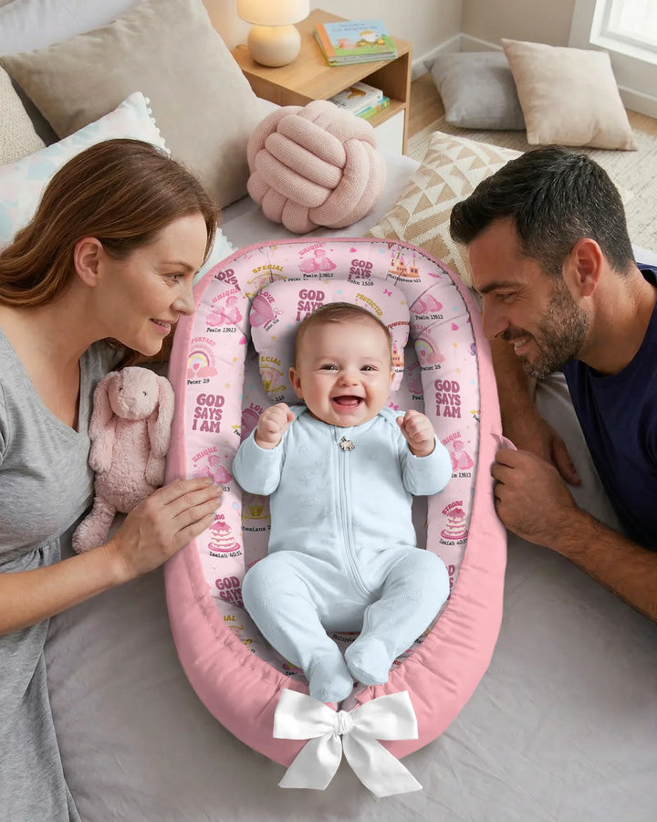 God Says I Am Girl Bamboo Baby Nest Bed