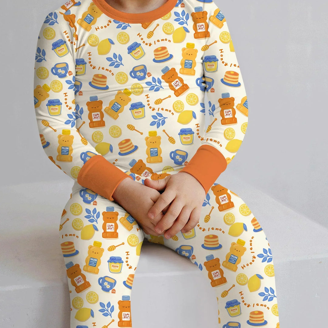 Honey Bear Bottle Bamboo Two Piece Long Sleeve Pajama Set