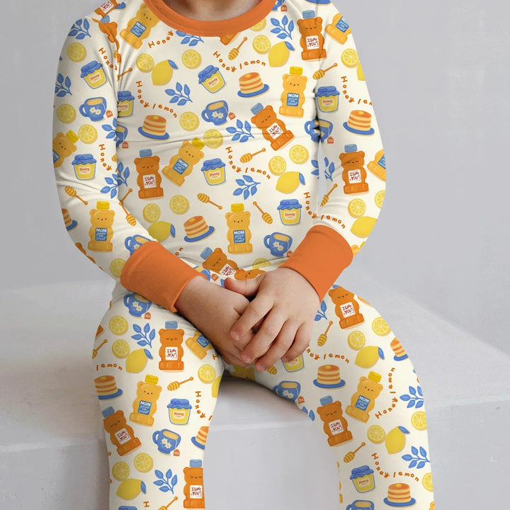Honey Bear Bottle Bamboo Two Piece Long Sleeve Pajama Set
