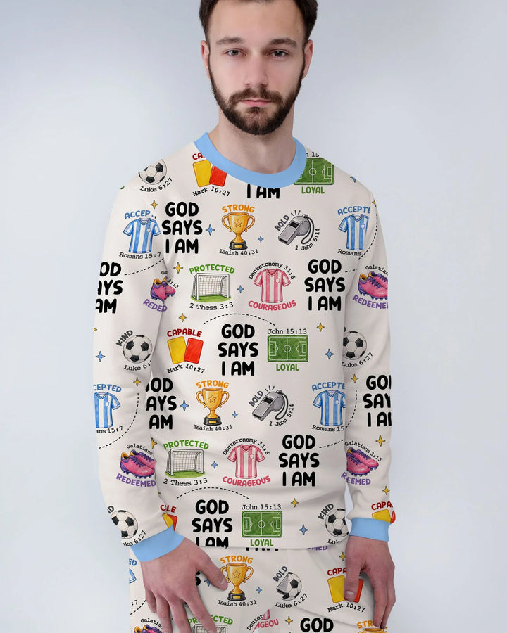 God Says I Am Soccer Bamboo Men's Pajama Set