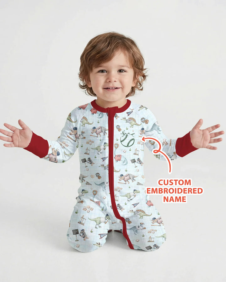 Custom Embroidered Dinosaurs Baseball  Bamboo Convertible Zippy