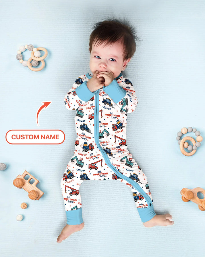 Custom Name All-American Boy Bamboo Convertible Zippy