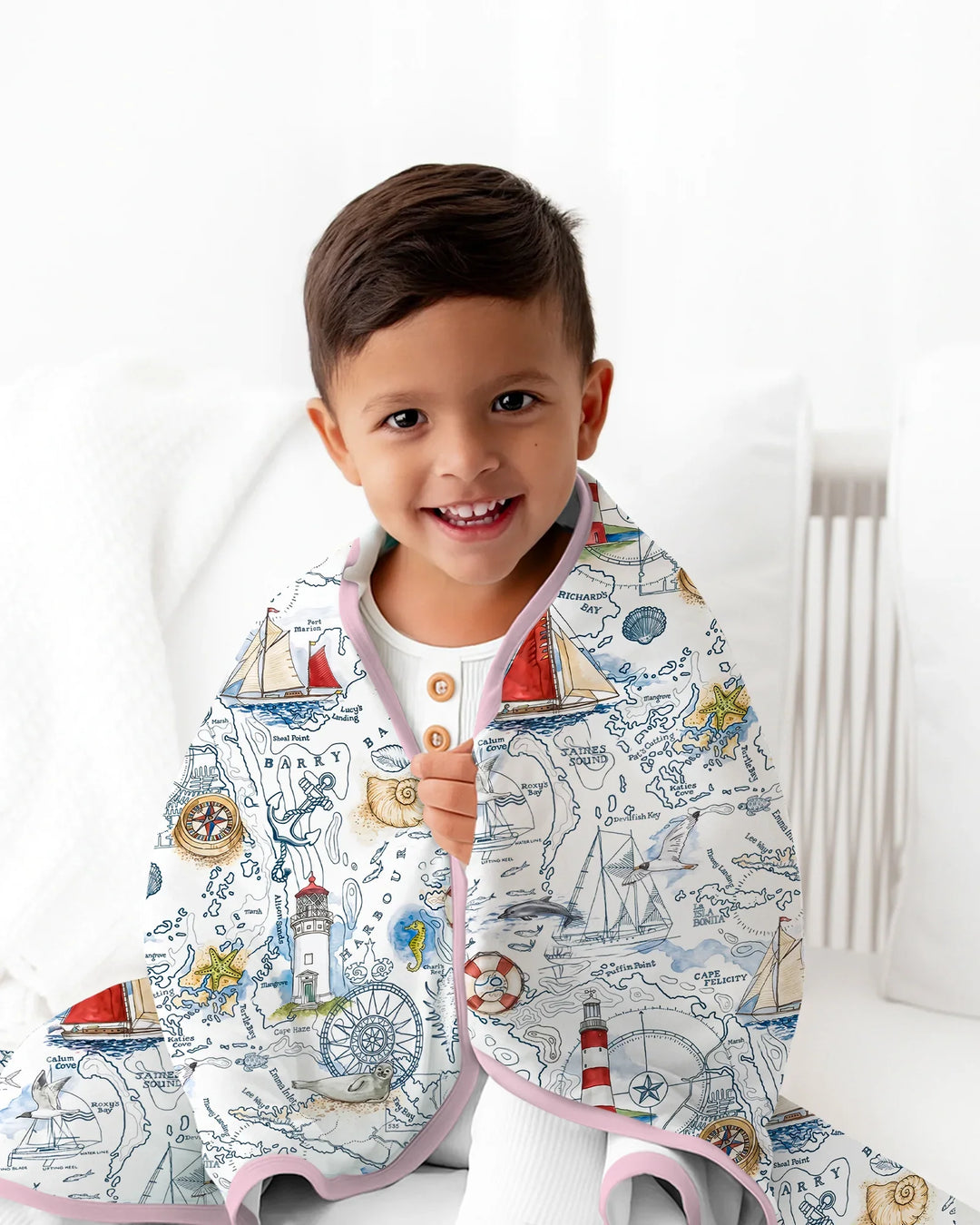 Seaside Adventure Map Bamboo Blanket