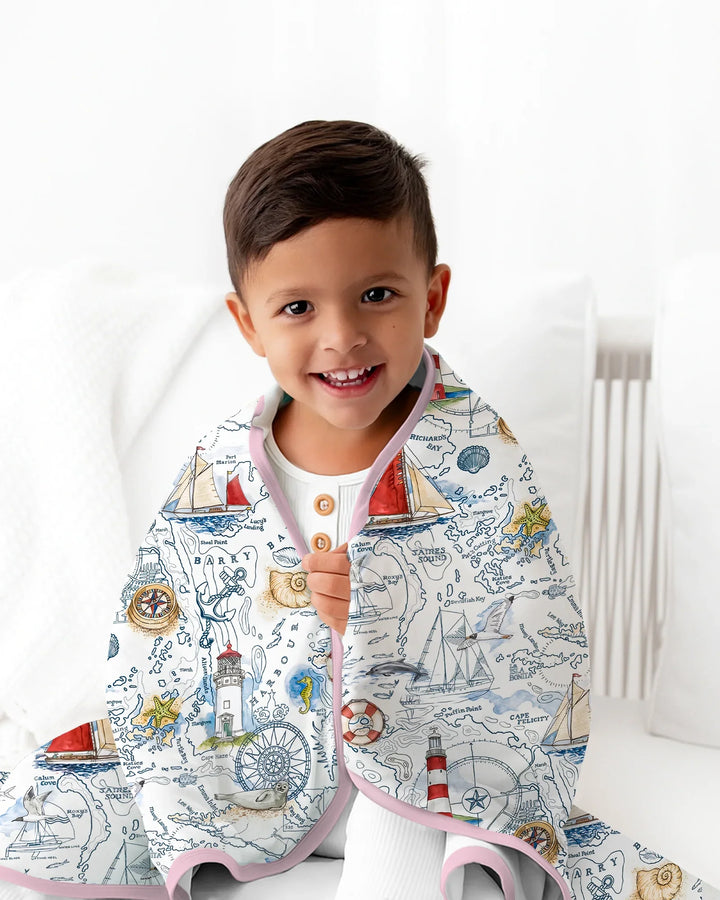 Seaside Adventure Map Bamboo Blanket