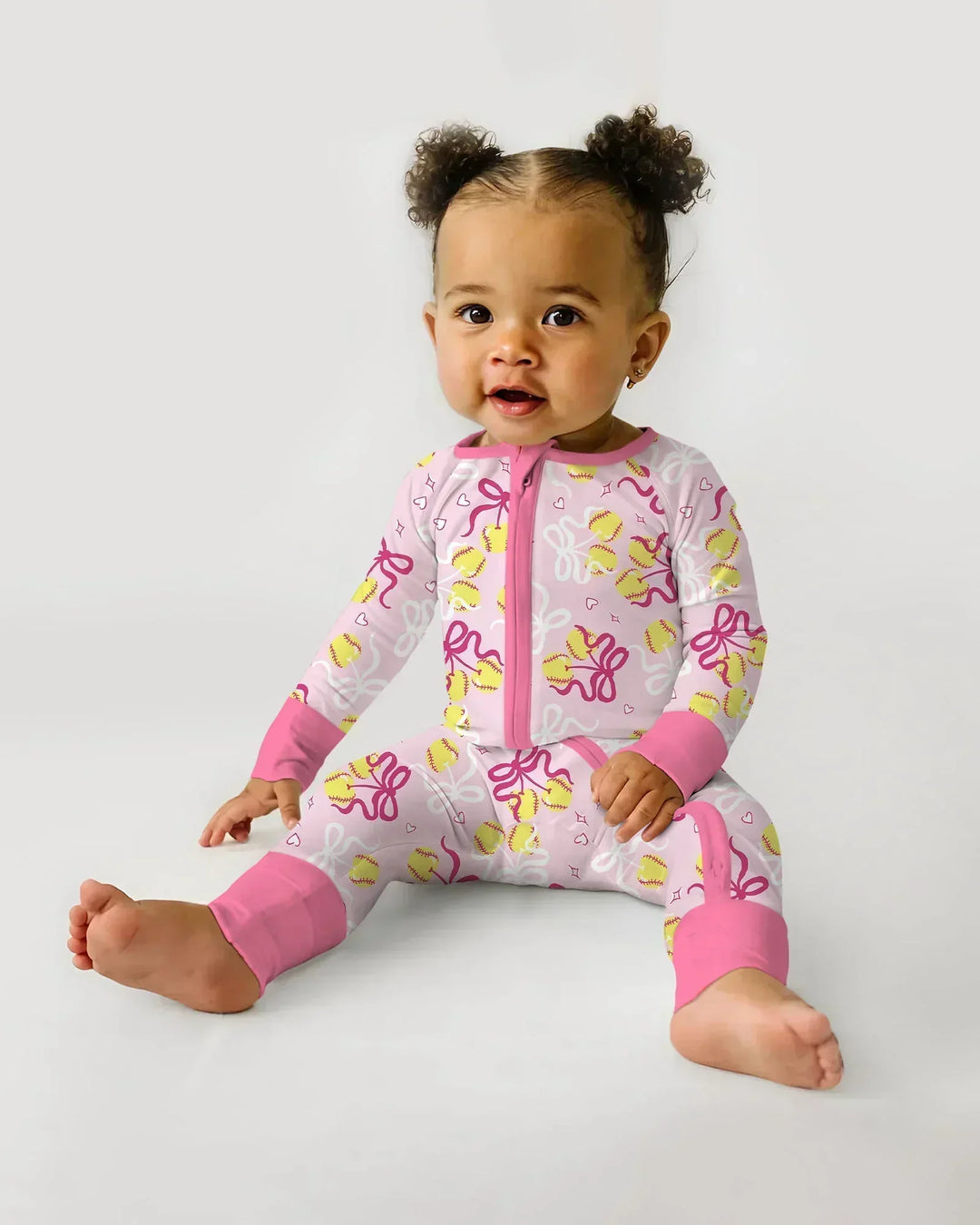 Softball Cherry Mom And Girl Matching Bamboo Convertible Zippy