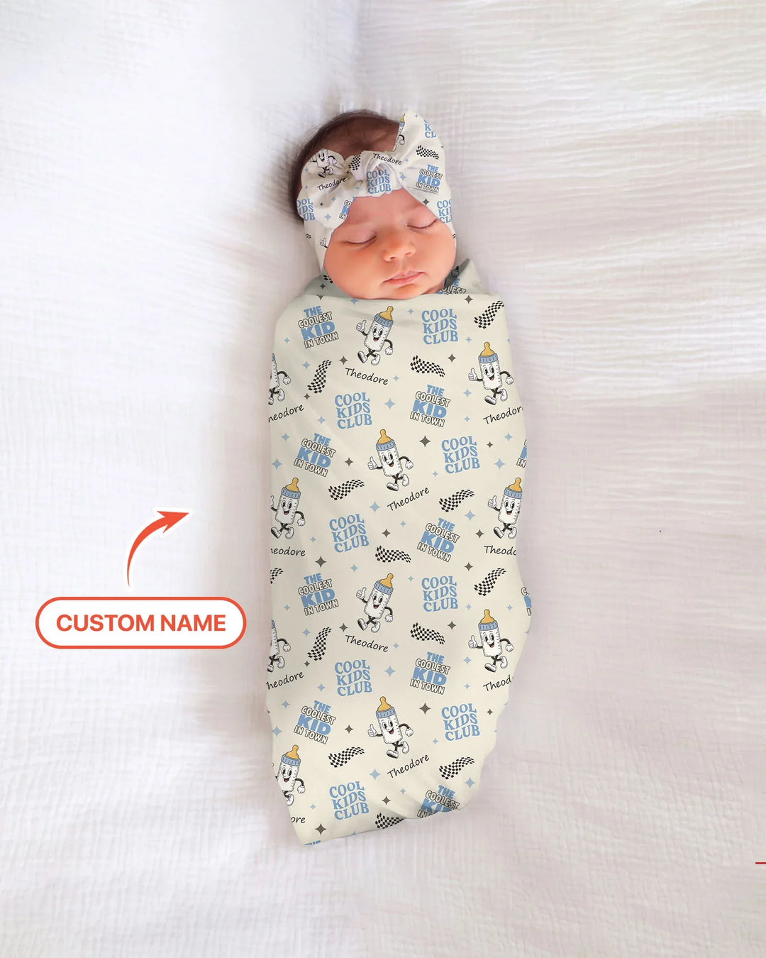 Custom Name Cool Club Daddy & Me Matching swaddle blanket