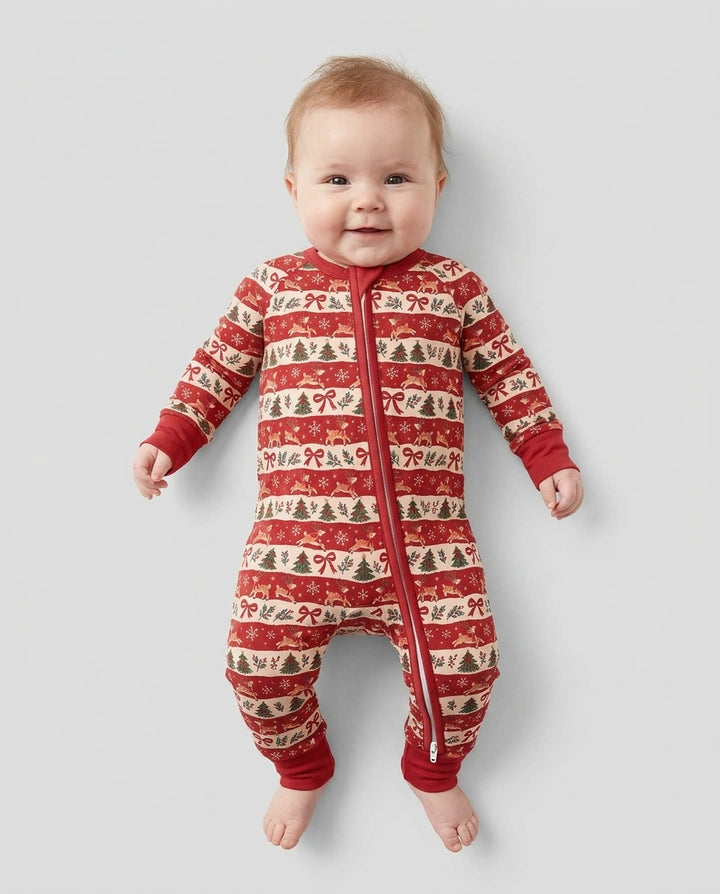 Vintage Reindeer Christmas Stripes Bamboo Convertible Zippy