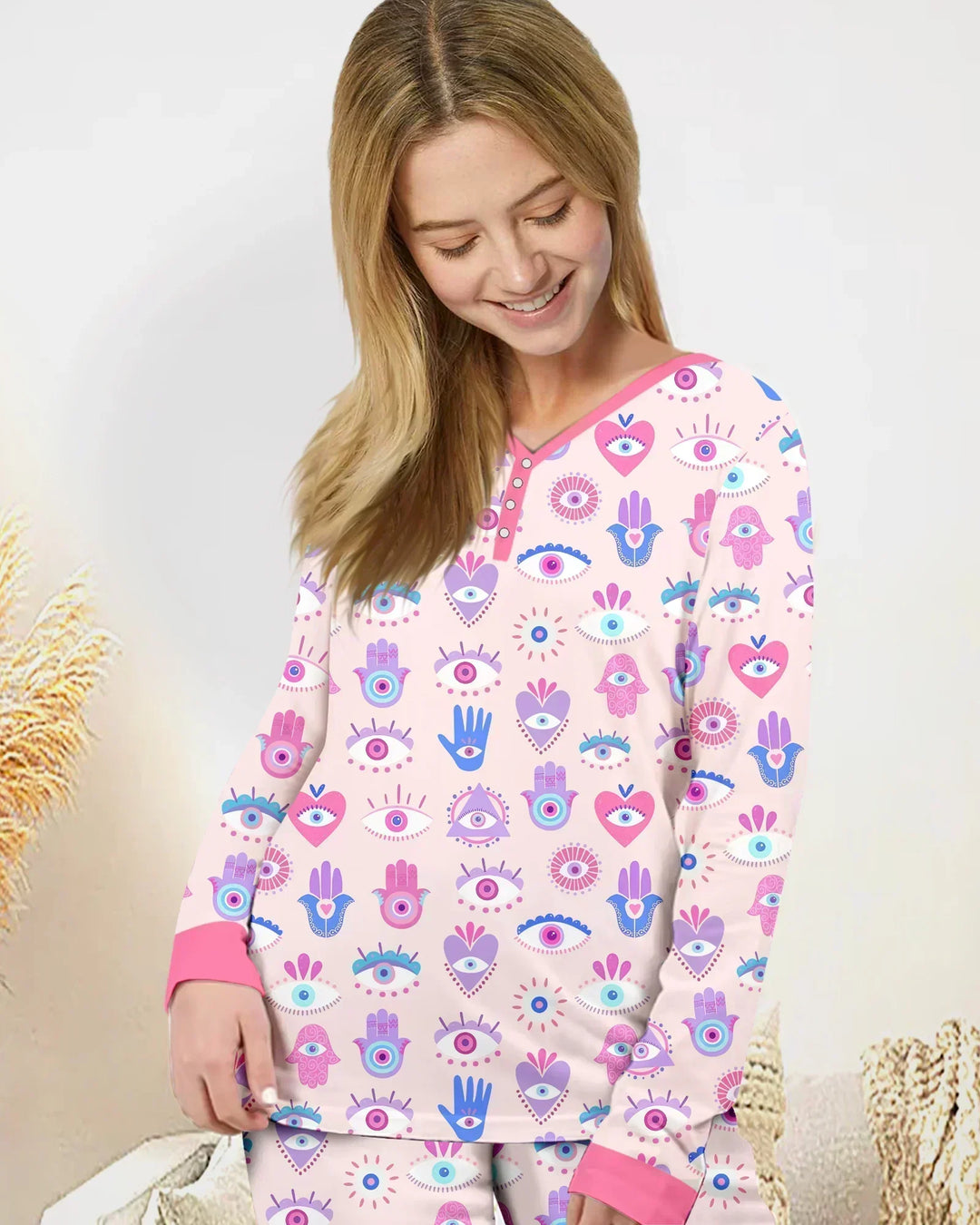 Hamsa Heart Guardians Family Matching Bamboo Women Pajama Set