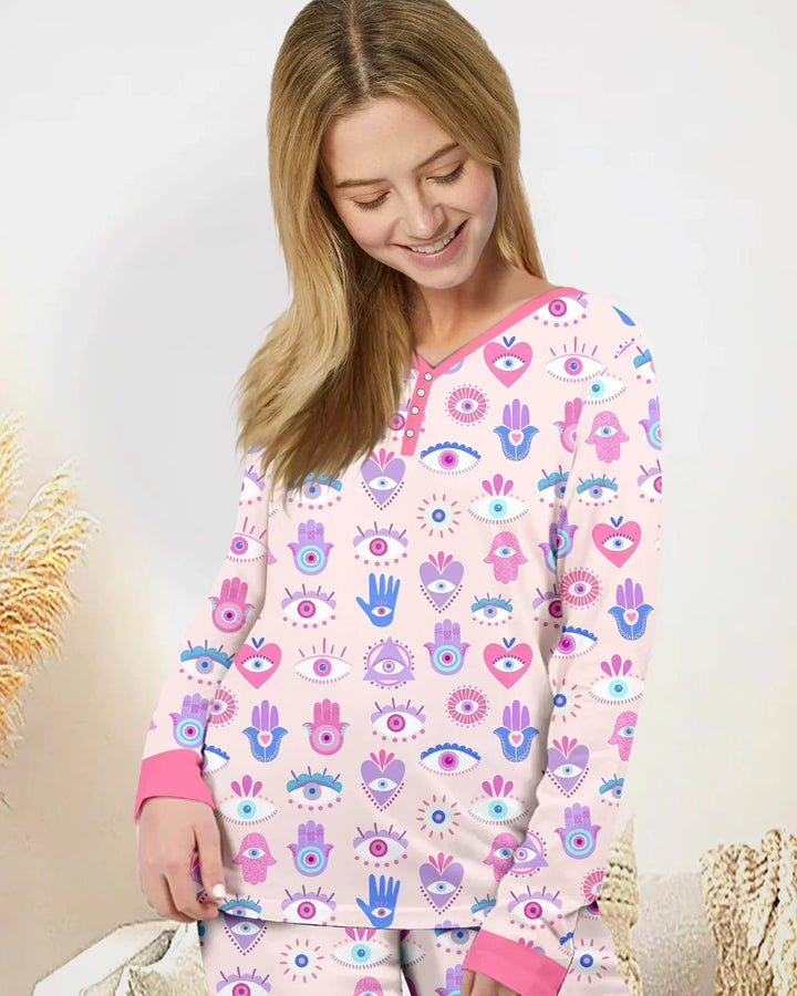 Hamsa Heart Guardians Family Matching Bamboo Women Pajama Set