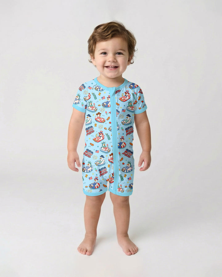 250 America Patriotic Goose Family Matching Bamboo Shorty Zippy
