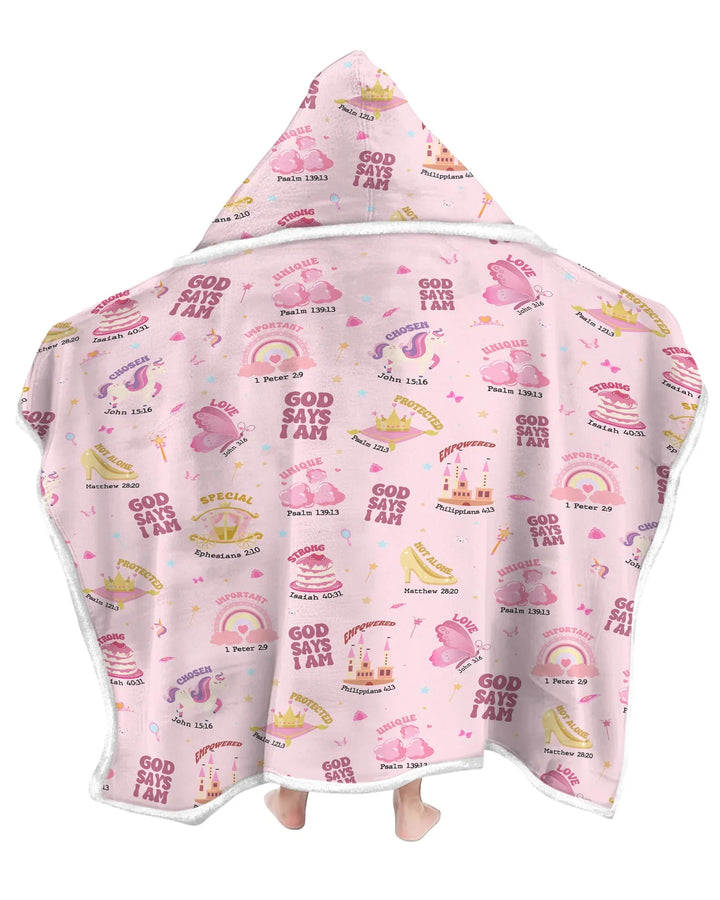 God Says I Am Girl Bamboo Wearable Hooded Blanket