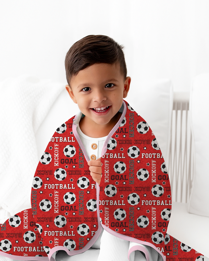 Red Soccer Ball Bamboo Blanket