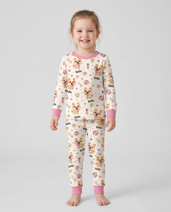 Little Cute Dogs Bamboo Two Piece Long Sleeve Pajama Set