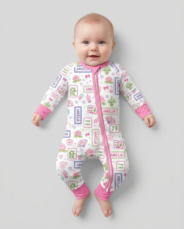 Personalized Preppy Mahjong  Bamboo Convertible Zippy