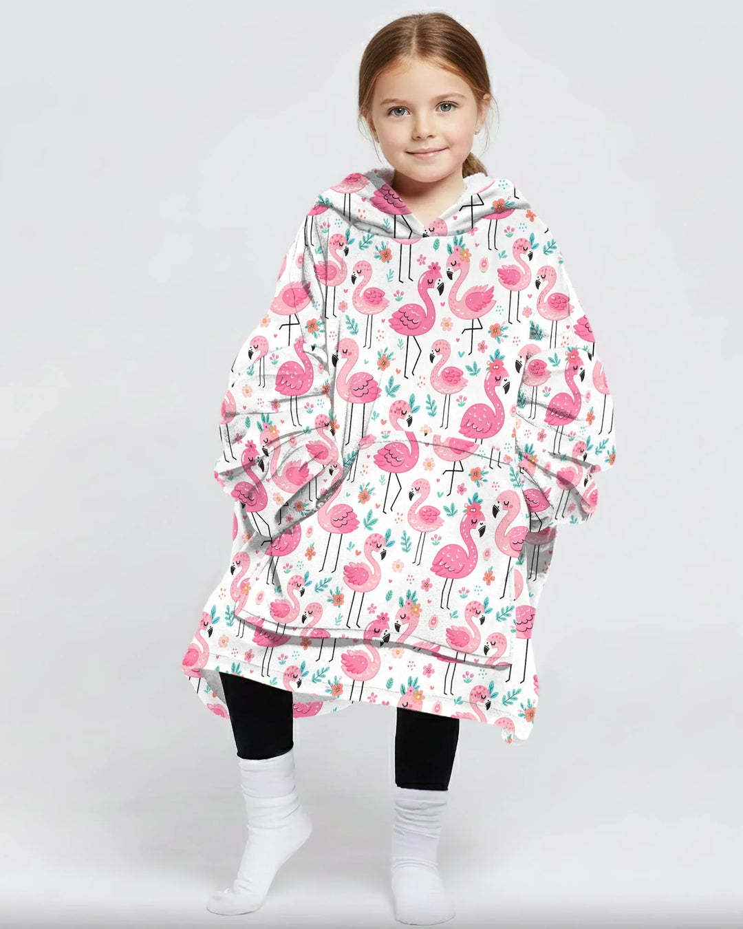 Hello Flamingo Custom Bamboo Blanket Hoodie