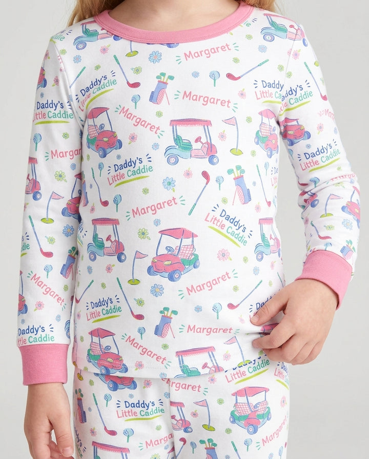Daddy's Little Caddie Custom Name Bamboo Two Piece Long Sleeve Pajama Set