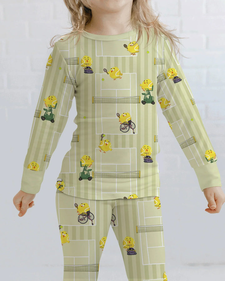 Tennis Bamboo Two Piece Long Sleeve Pajama Set