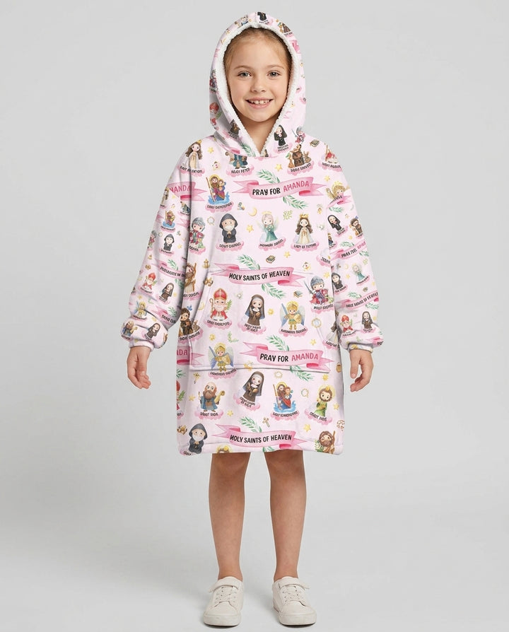 Holy Saints of Heaven Custom Name Bamboo Blanket Hoodie