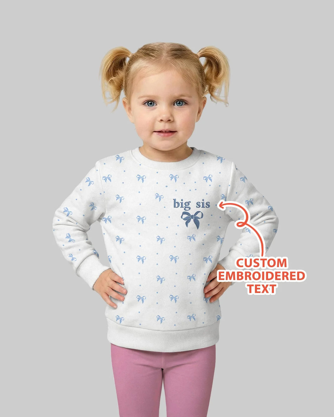 Custom Embroidered Name Mommy and Girls Matching Bamboo Crewneck Sweatshirt