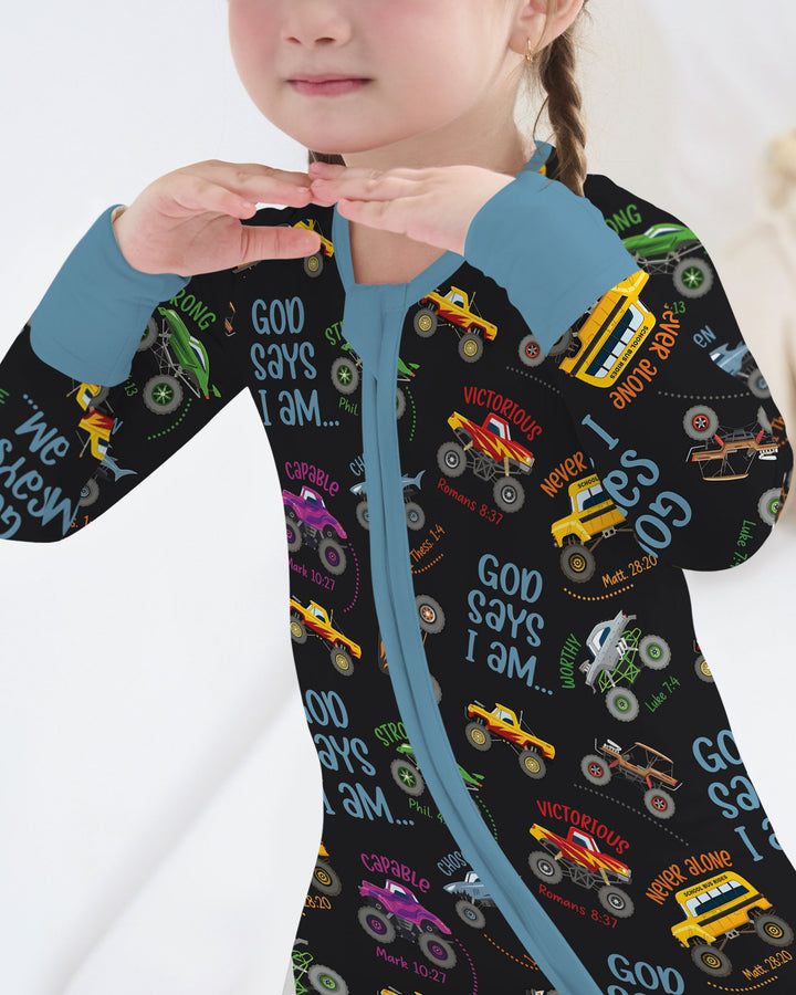 God Says I Am Monster Truck Bamboo Convertible Zippy