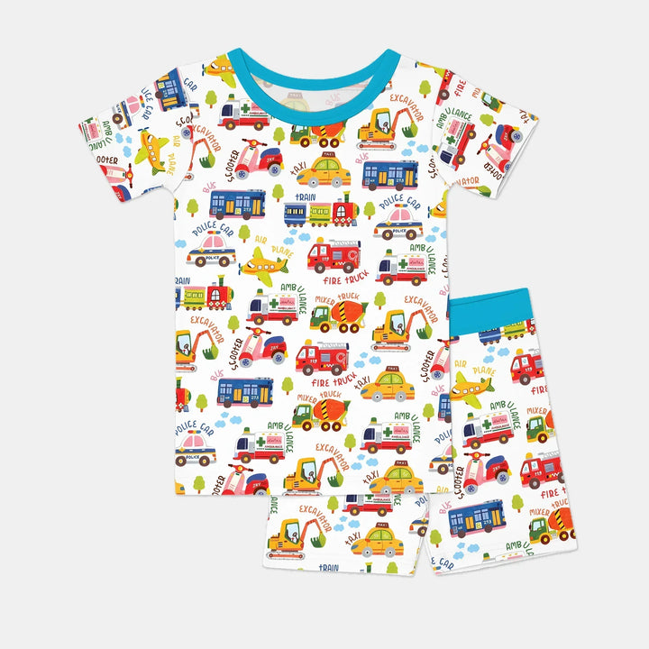 Beep Beep Adventure Bamboo Two Piece Short Sleeve Shorts Pajama Set