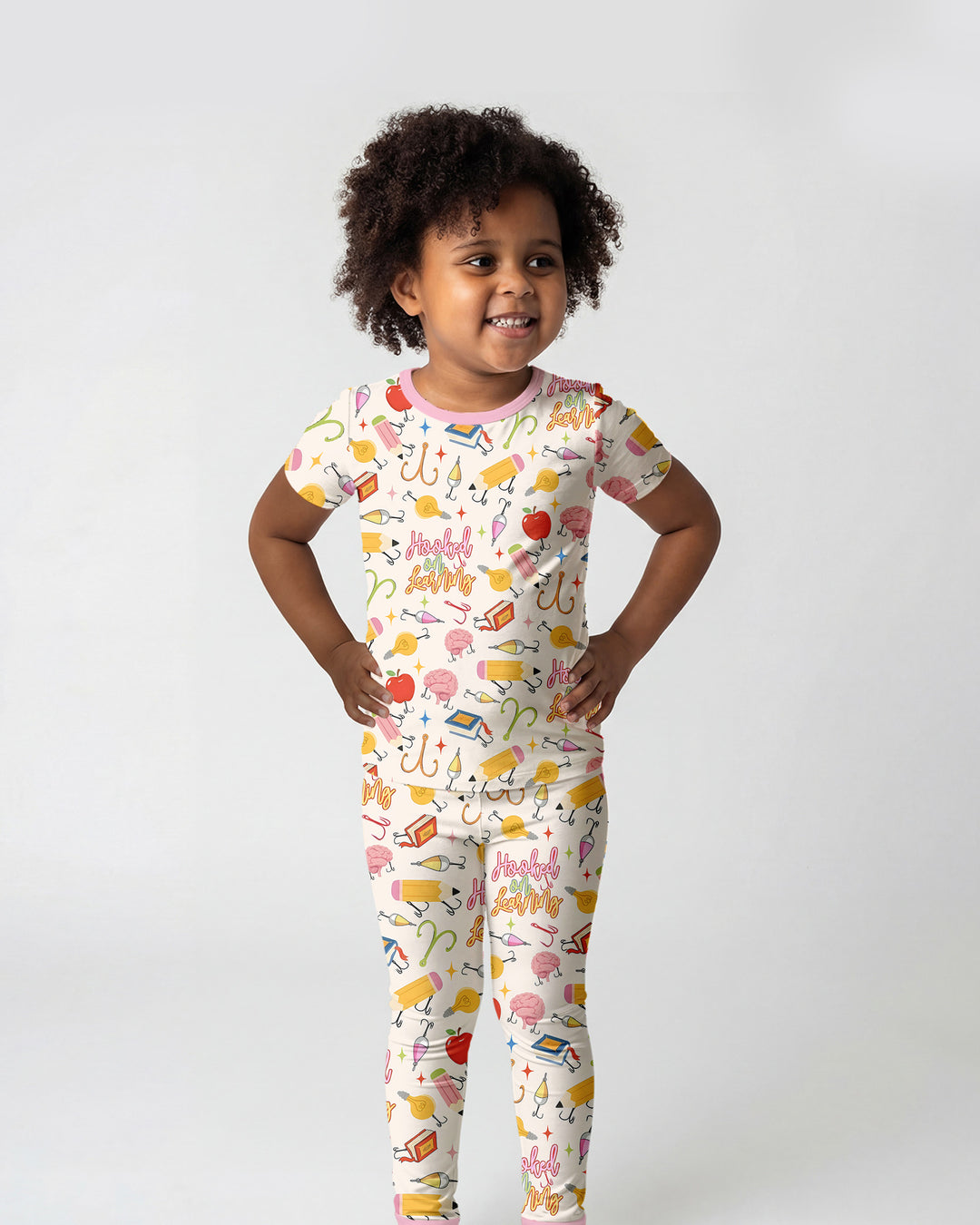 Hooked on Learning Bamboo Two Piece Short Sleeve Pajama Set