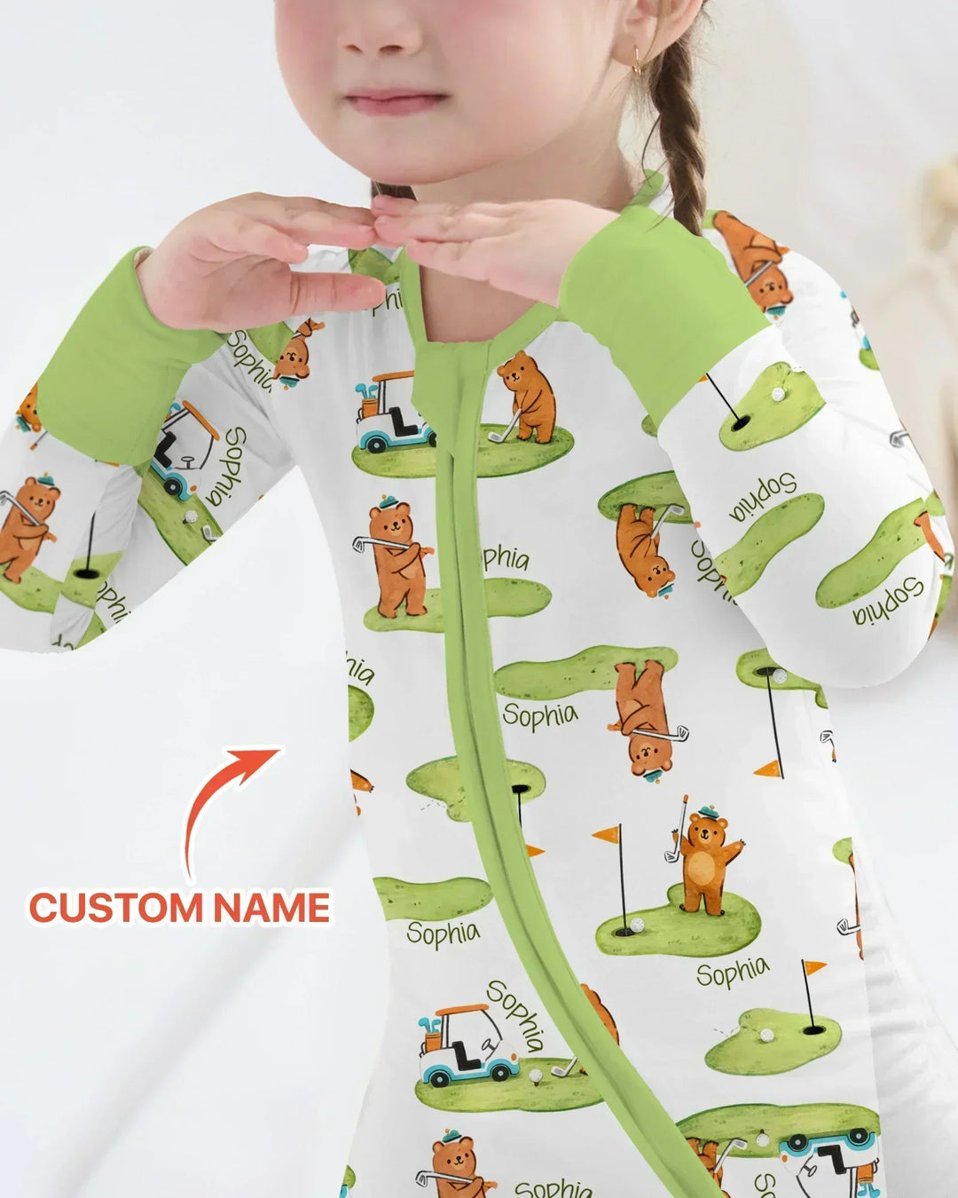 Custom Name Little Bear Golf Club Bamboo Convertible Zippy