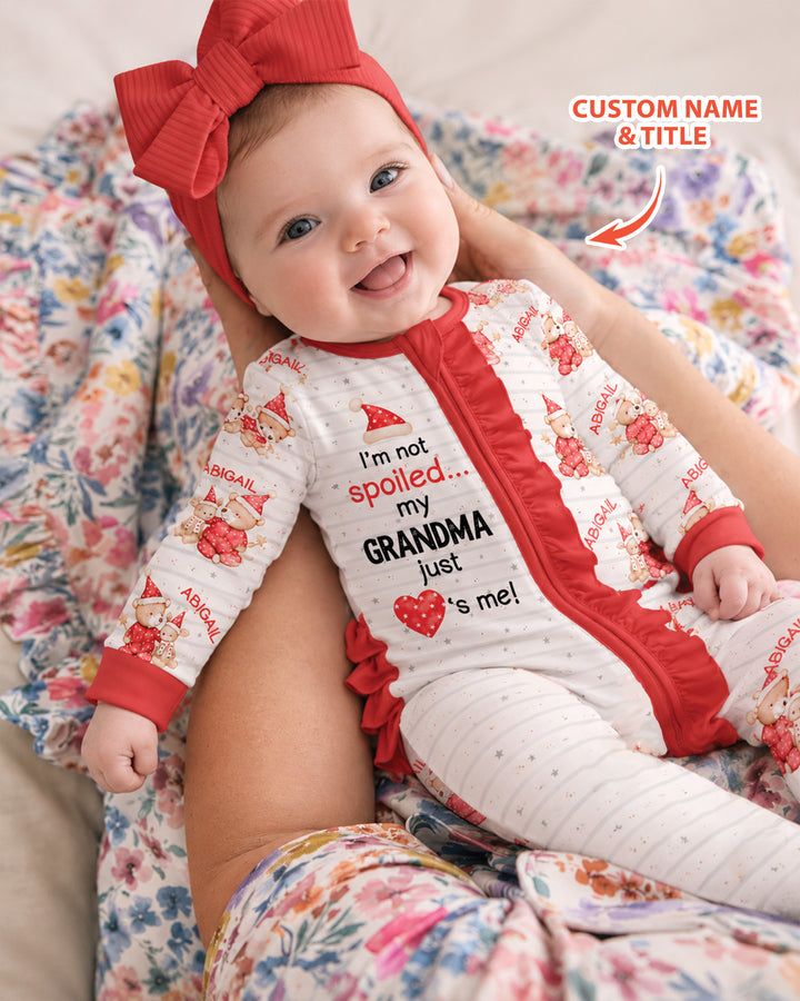 Custom Name I'm Not Spoiled Bamboo Zipper Ruffle Footie