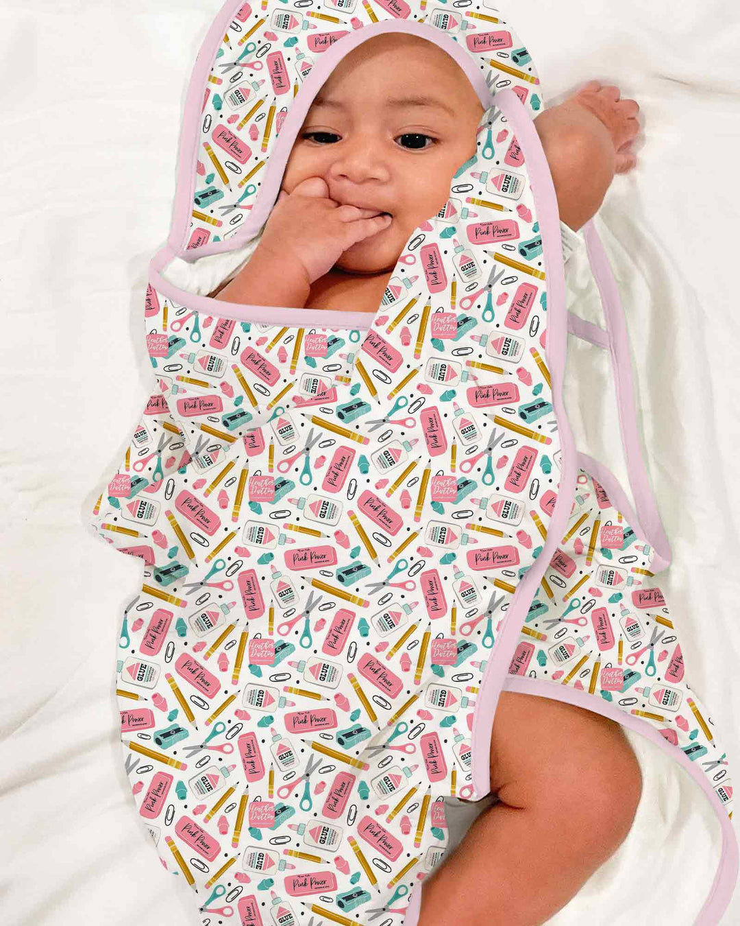 Pink Power School Supplies Hooded Bamboo Towel Set
