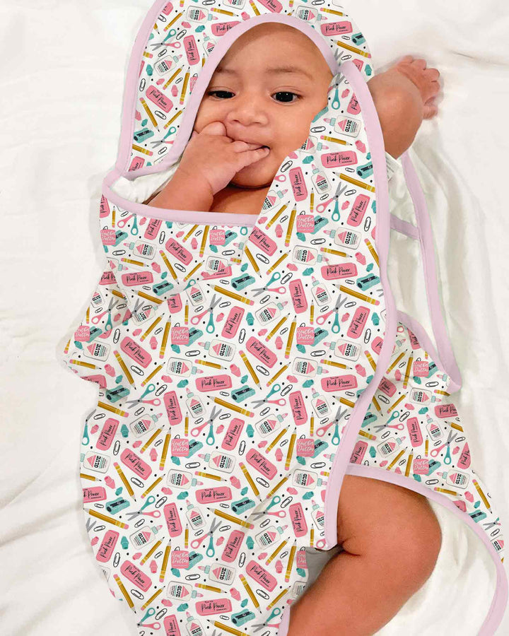 Pink Power School Supplies Hooded Bamboo Towel Set
