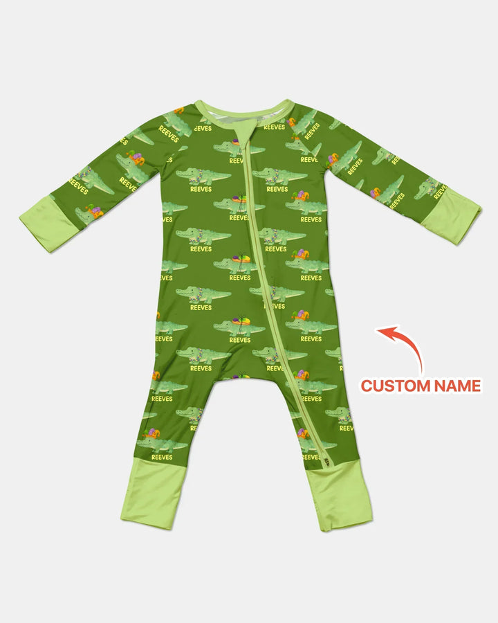 Custom Name Mardi Gras Gator Bamboo Convertible Zippy