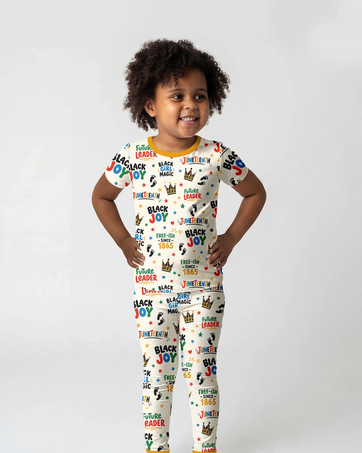 Juneteenth Black Girl Magic Bamboo Two Piece Short Sleeve Pajama Set
