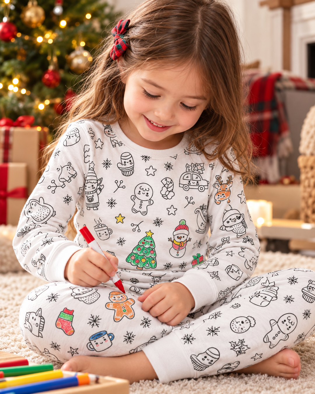 Christmas Colorable Bamboo Two Piece Pyjamas Set