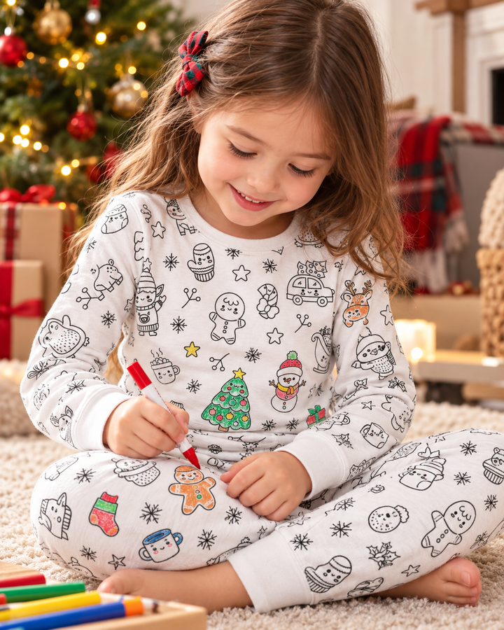 Christmas Colorable Bamboo Two Piece Pyjamas Set
