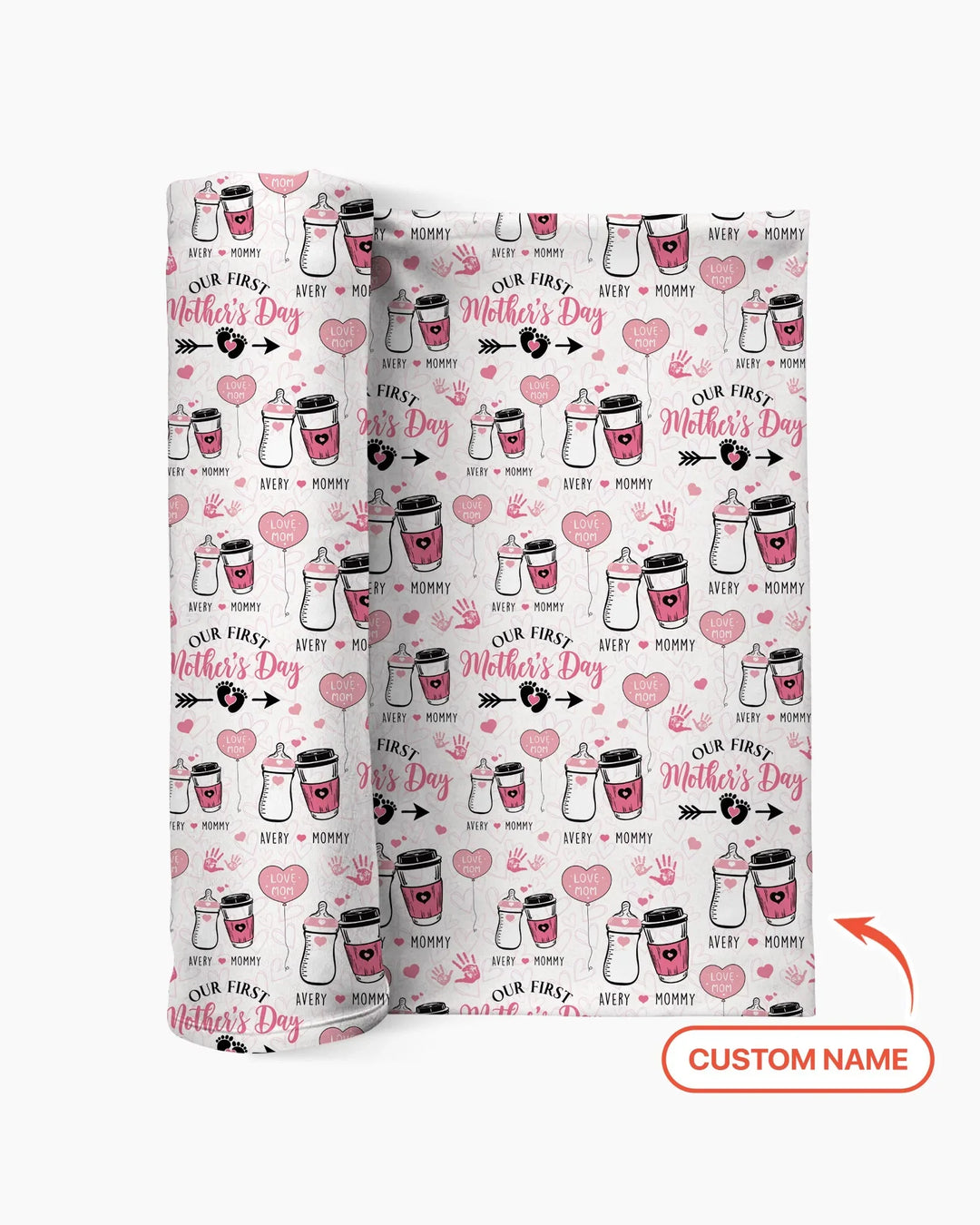 Custom Name First Mother's Day Drink bamboo swaddle blanket